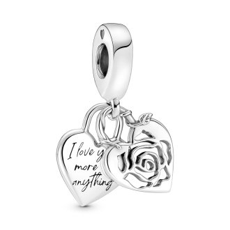 Rose Heart Padlock Dangle Charm