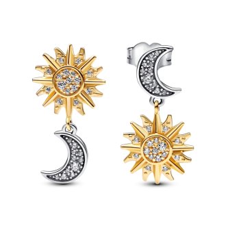 Two-tone Reversed Sun & Moon Stud Earrings